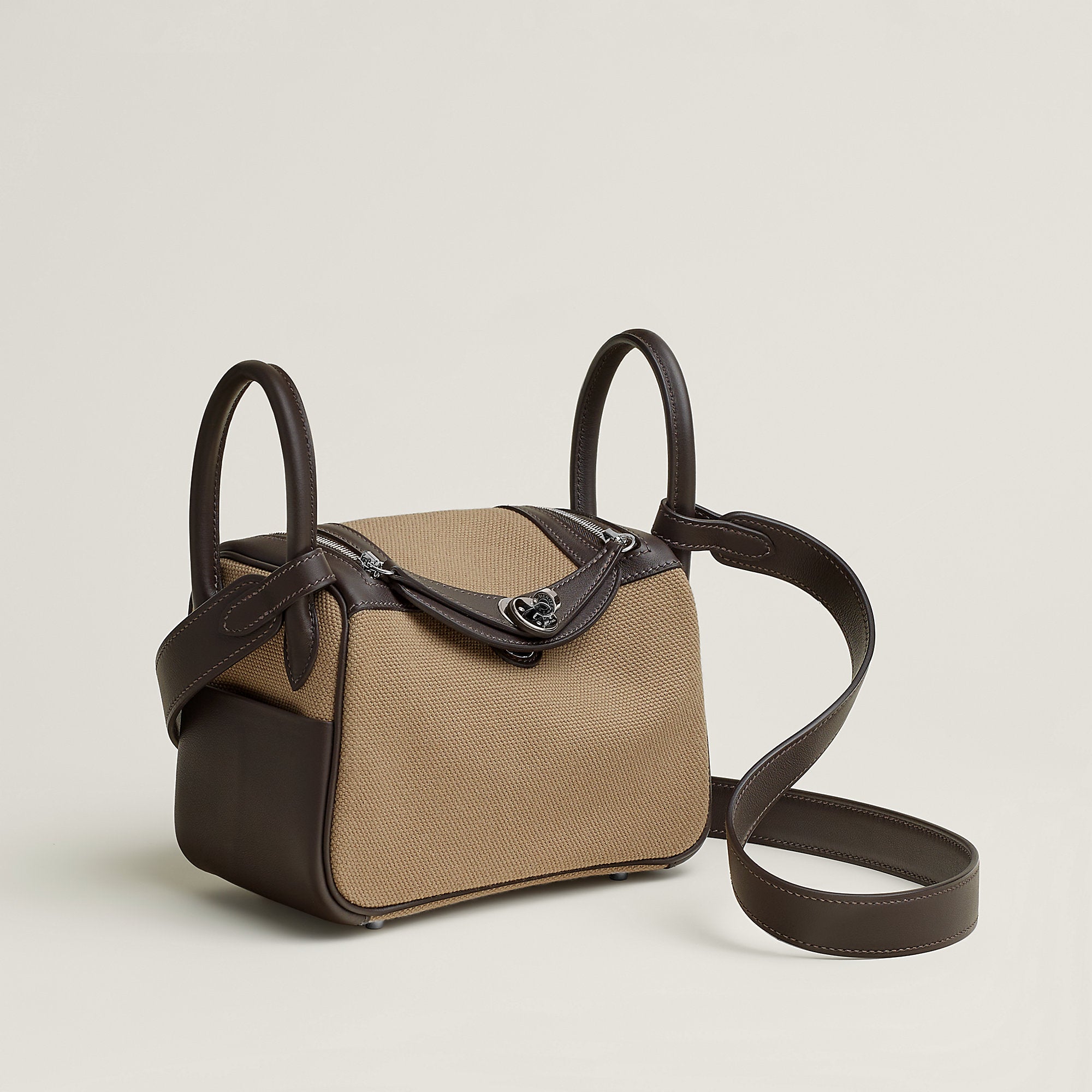  Hermes Lindy Ii Mini Bag Toile & Cuir Mousse