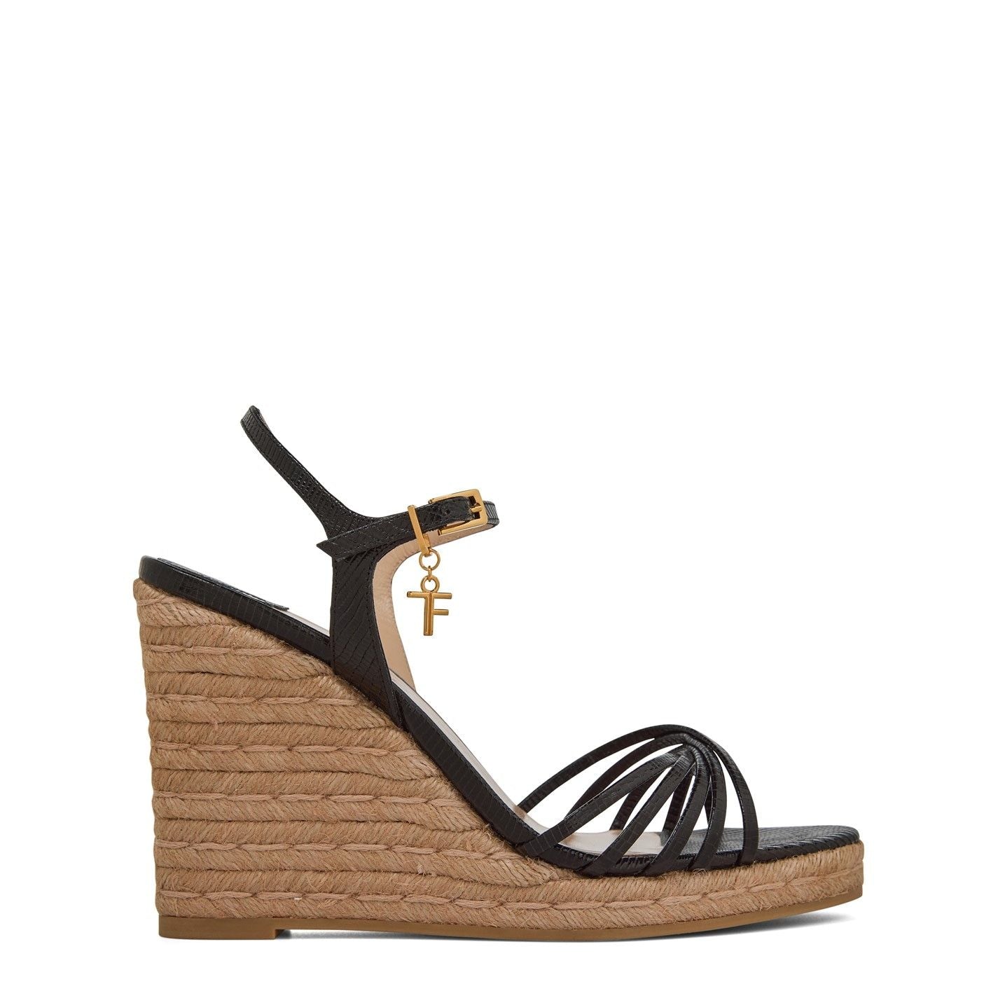  Lizard Cabana Wedge Sandals Black