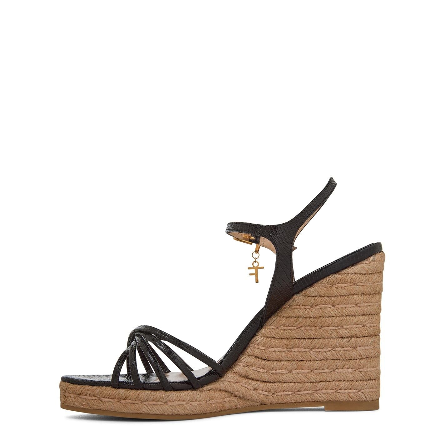  Lizard Cabana Wedge Sandals Black