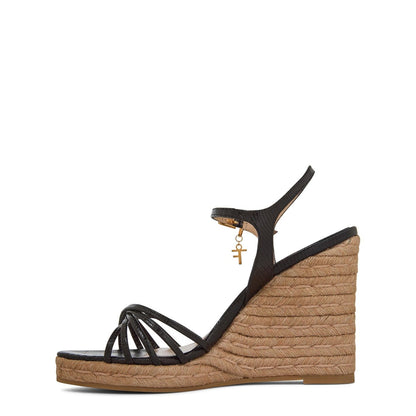  Lizard Cabana Wedge Sandals Black