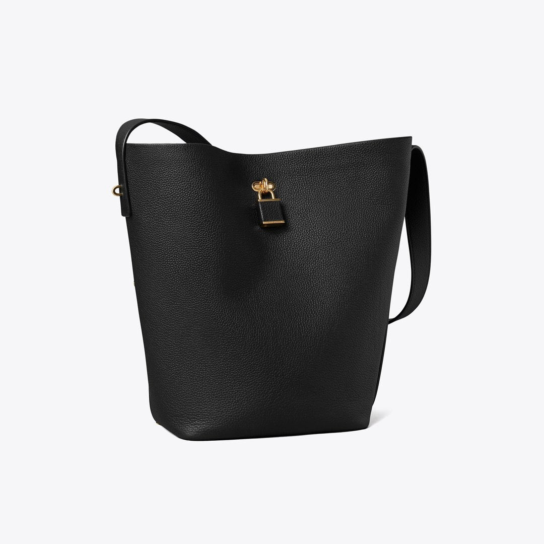 Tory Burch Lock Slim Bucket Bag Black