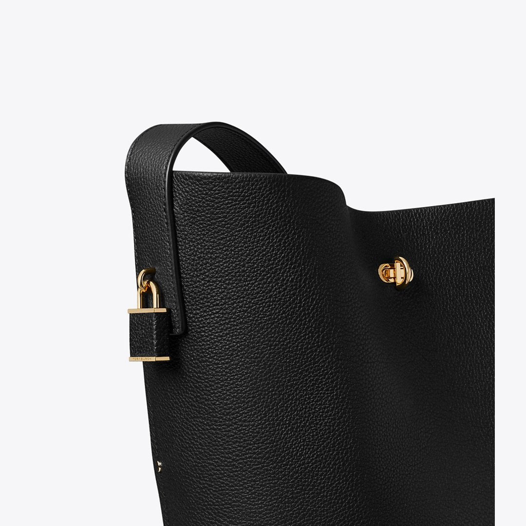 Tory Burch Lock Slim Bucket Bag Black