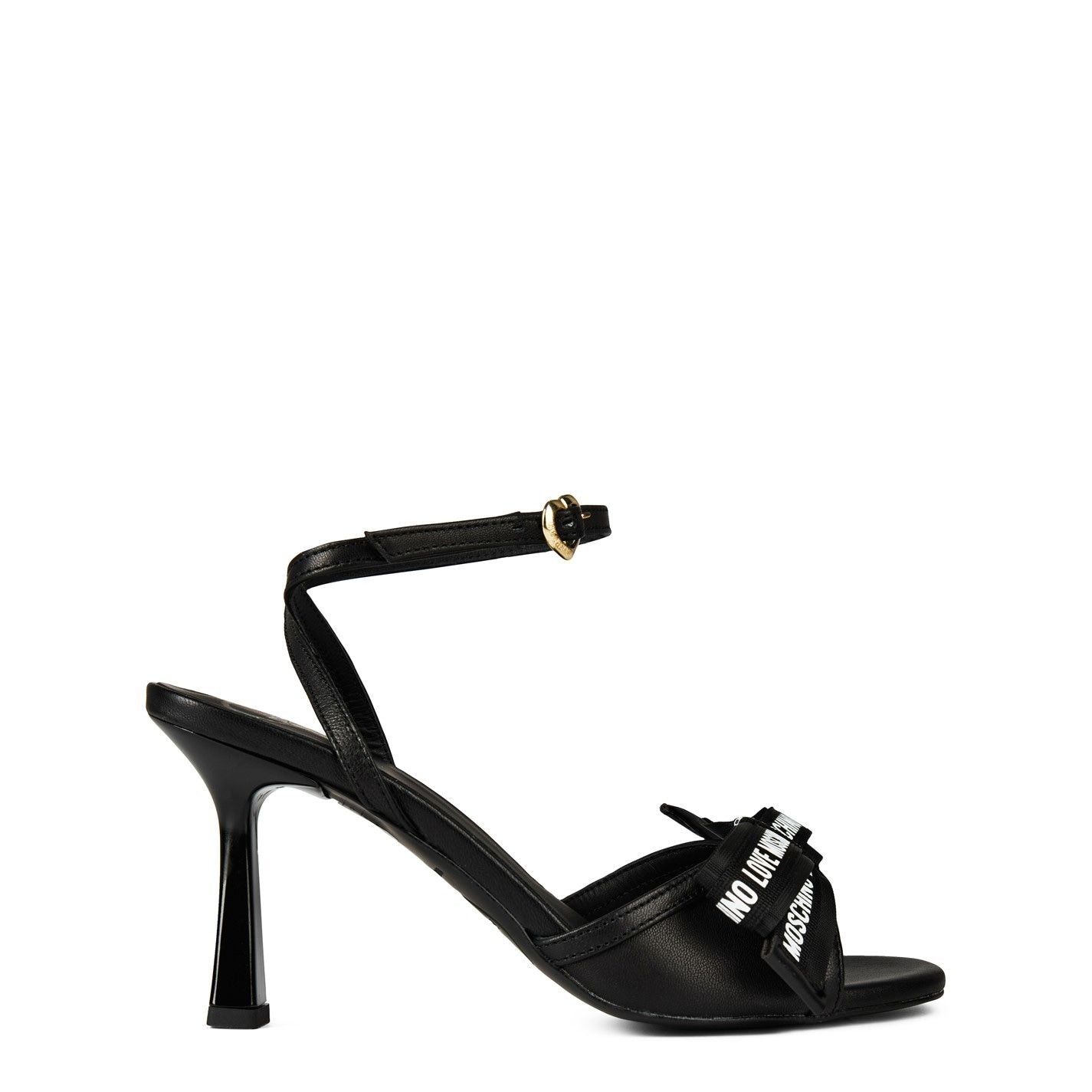  Logo Bow Heeled Sandals Black 000