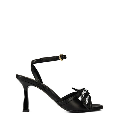  Logo Bow Heeled Sandals Black 000
