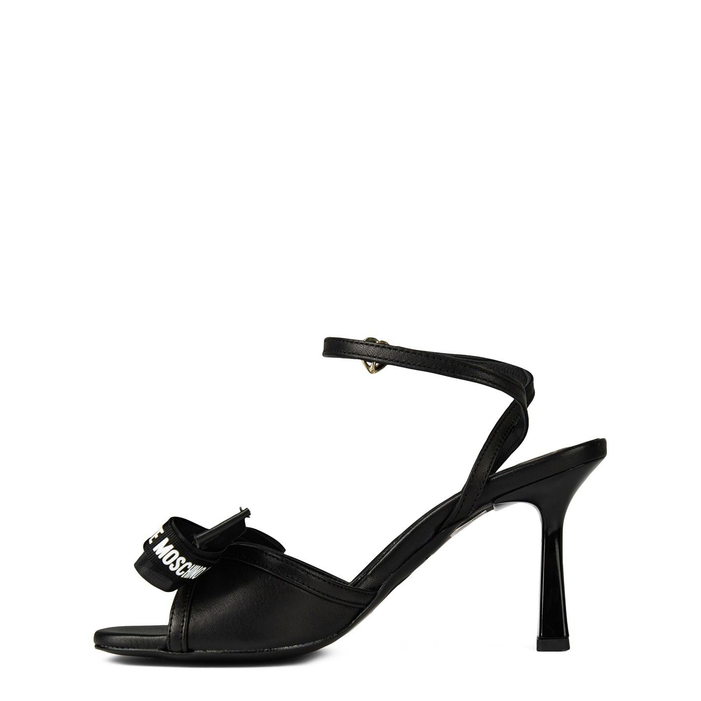  Logo Bow Heeled Sandals Black 000