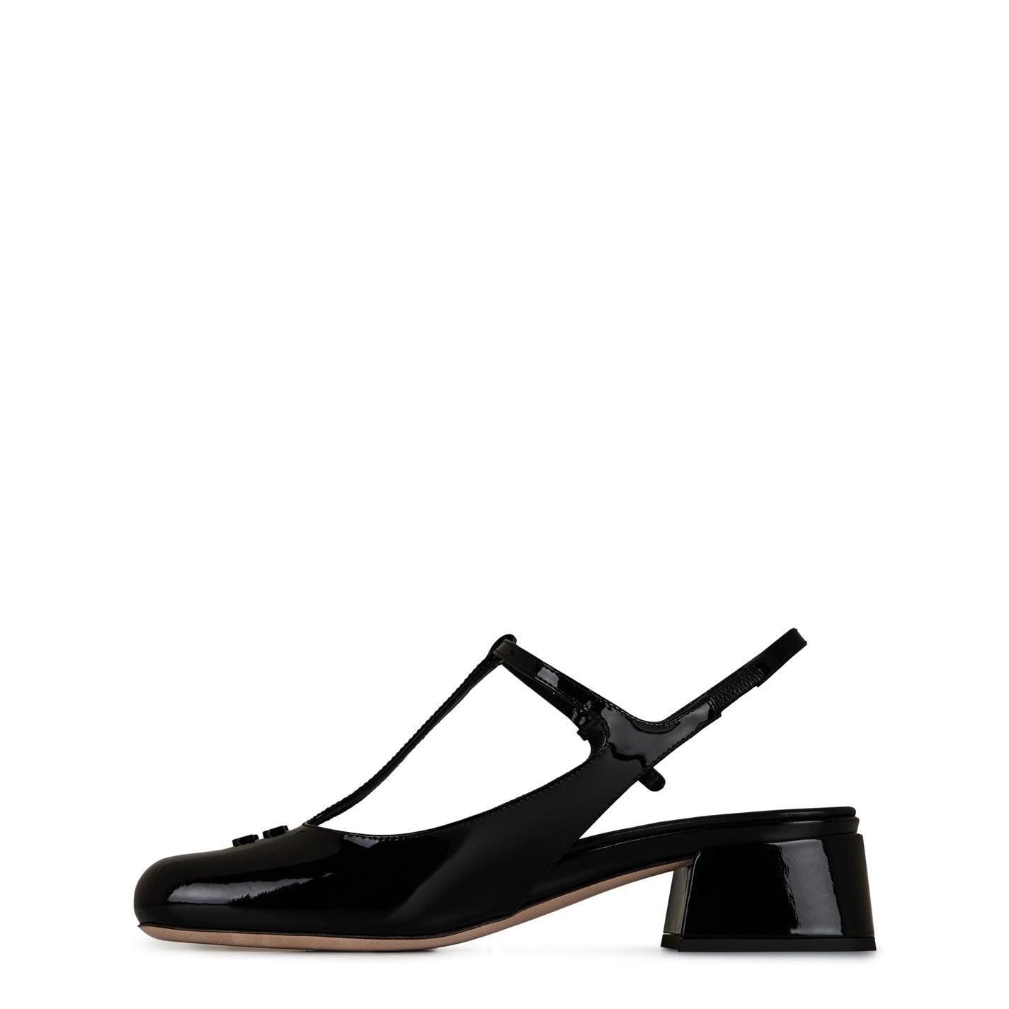  Logo-Embossed Slingbacks Black patent