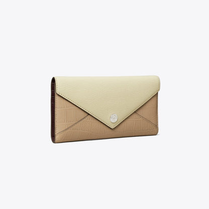 Tory Burch Long Colorblock Envelope Wallet Soft Custard Multi