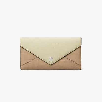 Tory Burch Long Colorblock Envelope Wallet Soft Custard Multi