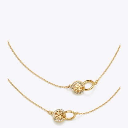 Tory Burch Long Icon Pav Interlocking Necklace Tory Gold / Crystal