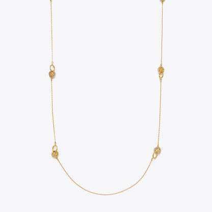 Tory Burch Long Icon Pav Interlocking Necklace Tory Gold / Crystal