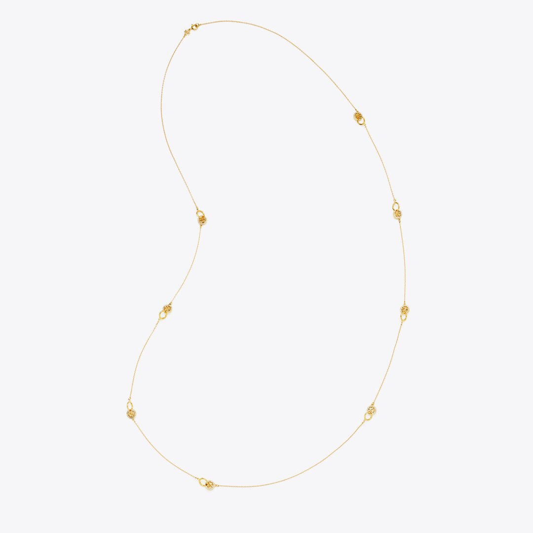 Tory Burch Long Icon Pav Interlocking Necklace Tory Gold / Crystal
