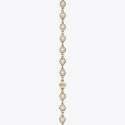 Tory Burch Long Pearl Necklace Light Brass / Pearl
