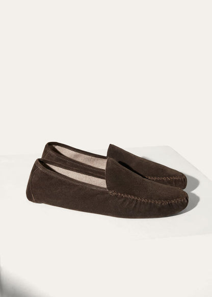 LoroPiana Maurice Slipper Chocolate/Walnut Melange