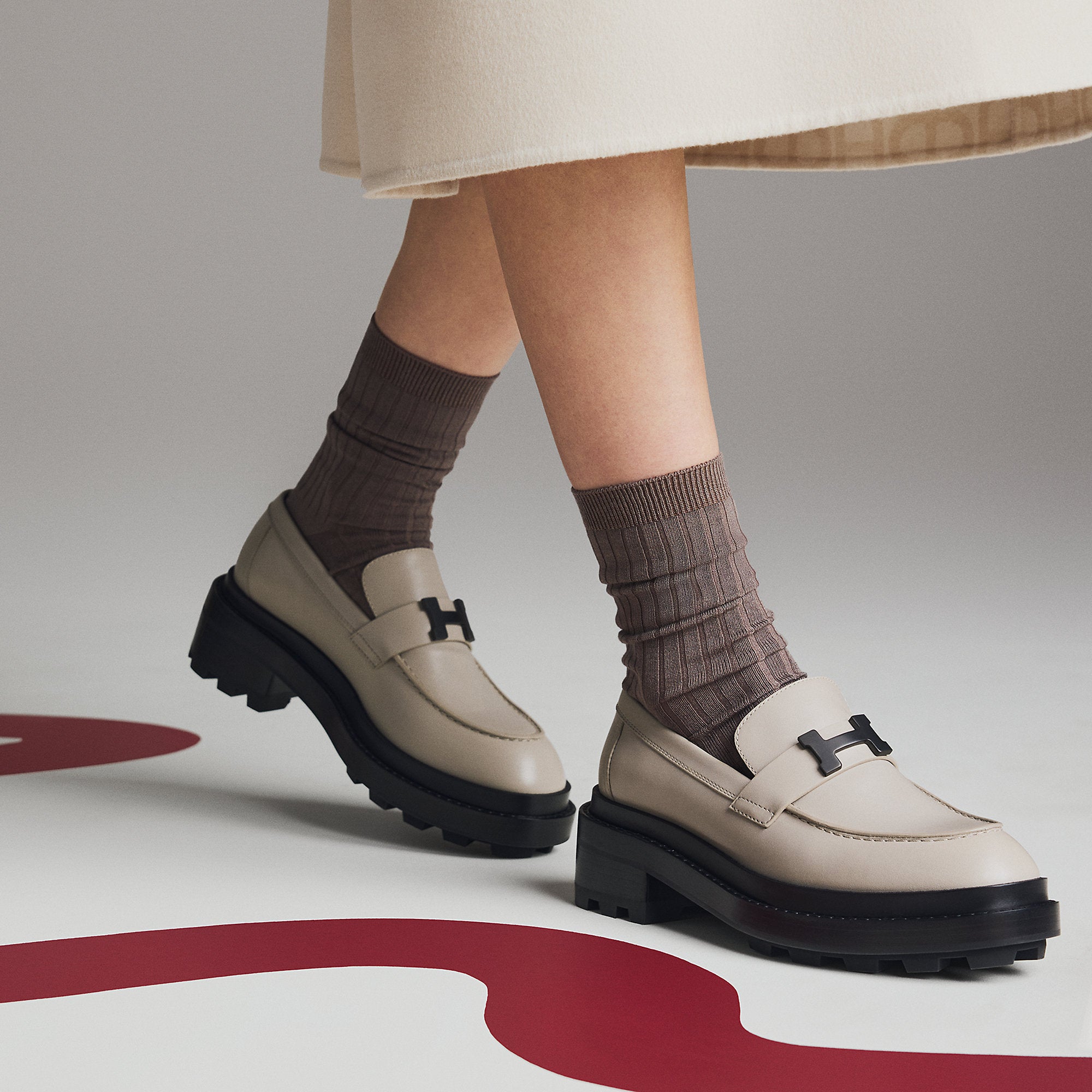 Hermes Louvre Loafer Beige Galet