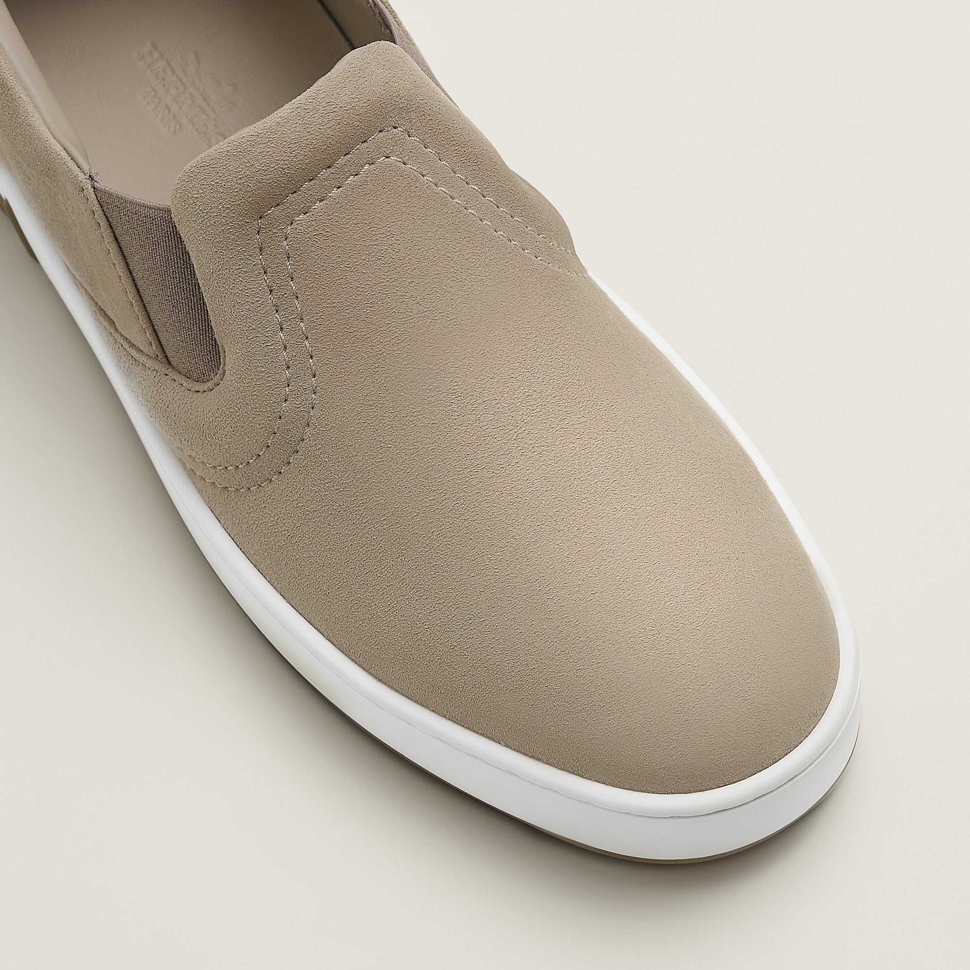  Hermes Lucky Slip On Sneaker Beige Galet