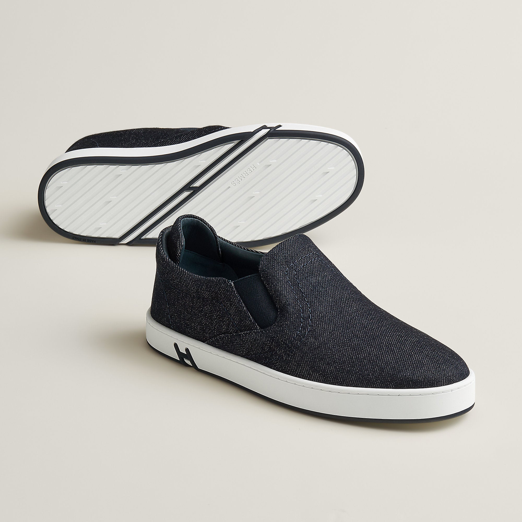  Hermes Lucky Slip On Sneaker Bleu Brut