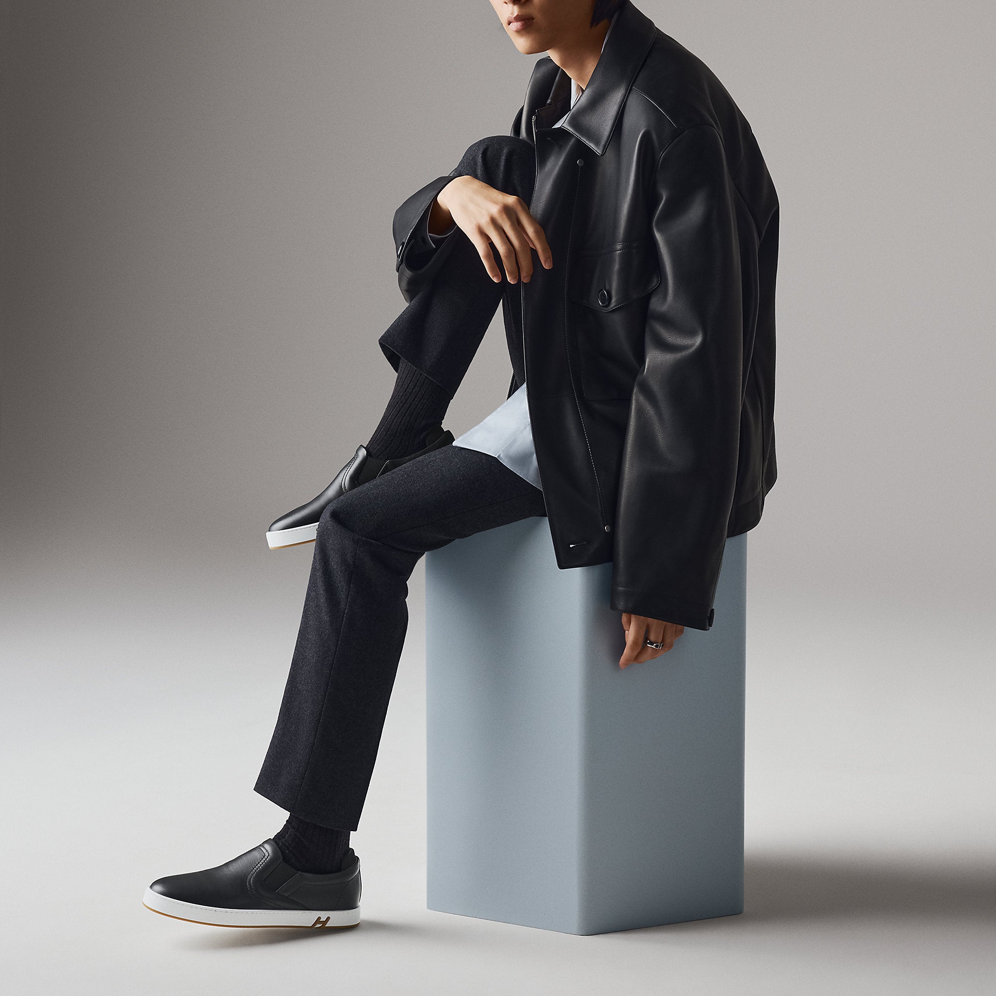  Hermes Lucky Slip On Sneaker Noir