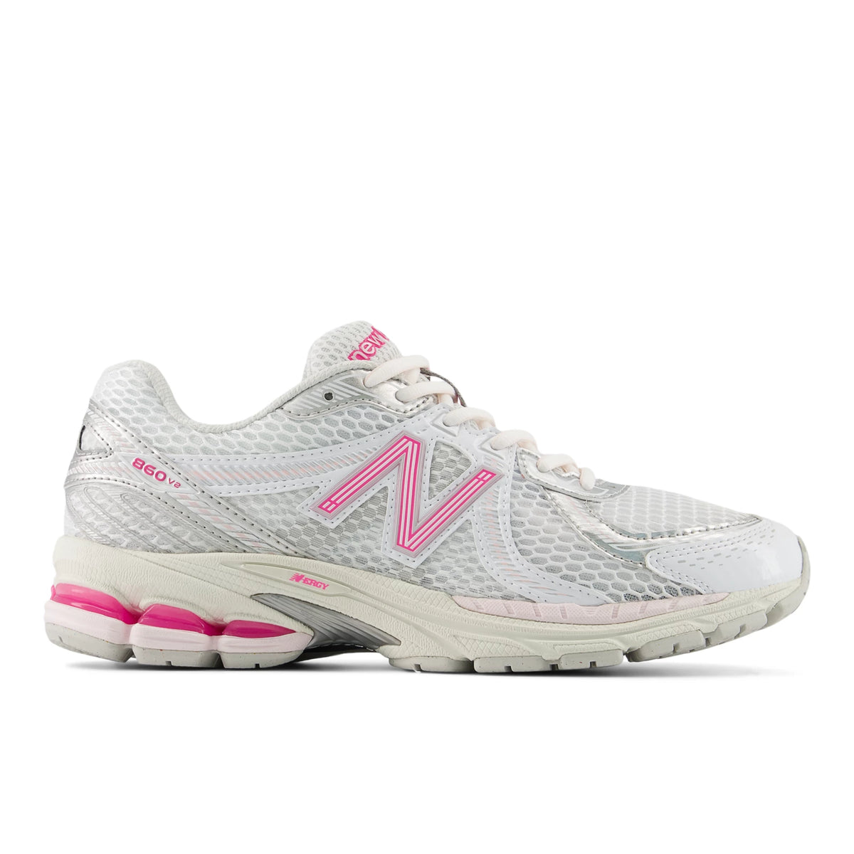 New Balance 860v2 Nb 103 White with Pink Heat and Silver Metallic