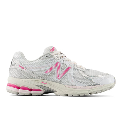 New Balance 860v2 Nb 103 White with Pink Heat and Silver Metallic