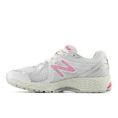 New Balance 860v2 Nb 103 White with Pink Heat and Silver Metallic