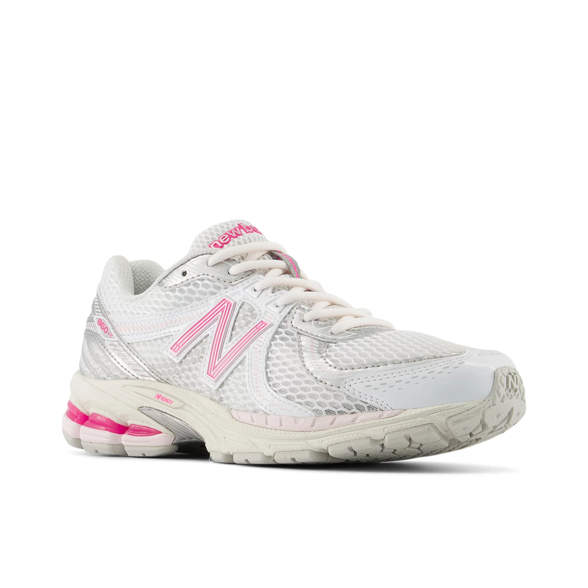New Balance 860v2 Nb 103 White with Pink Heat and Silver Metallic