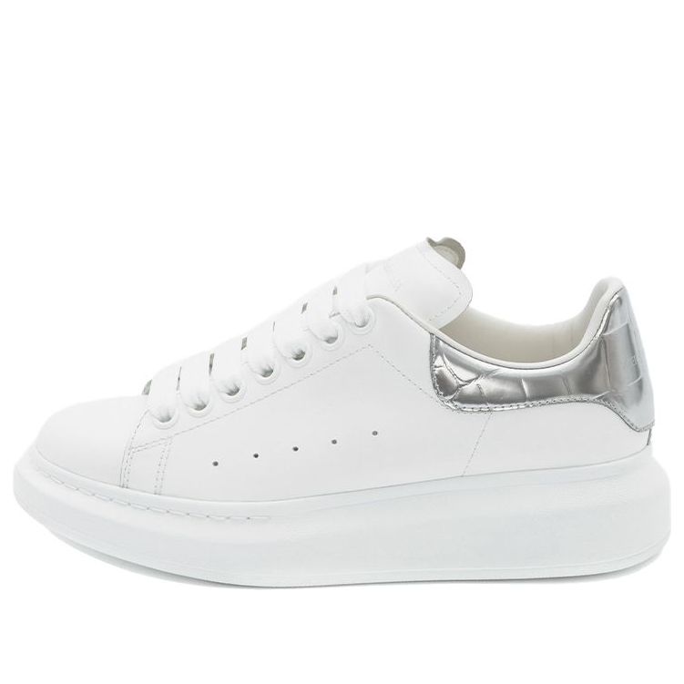 Alexander McQueen Oversized White Silver Croco (Women's)
