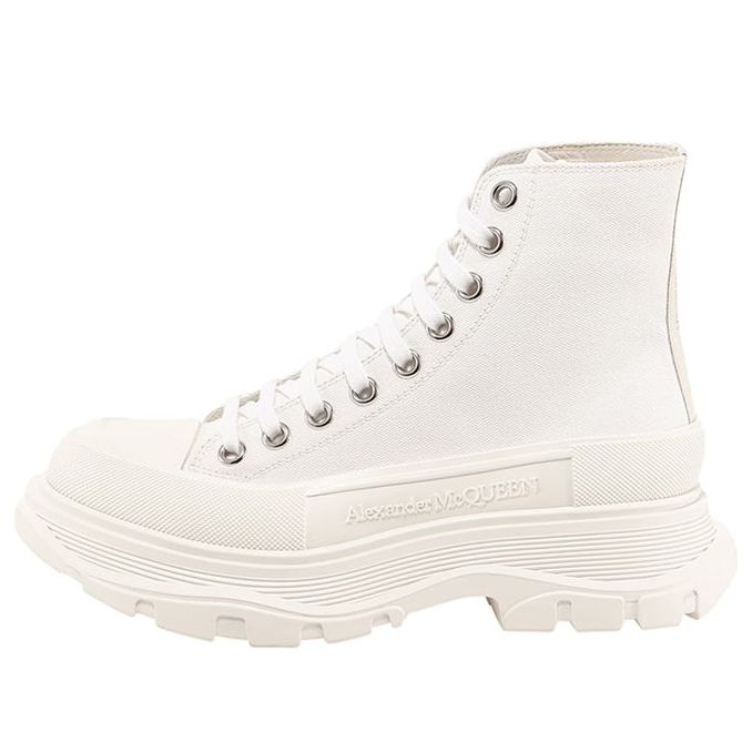 Alexander McQueen Tread Slick Boot Canvas White White (Women's)