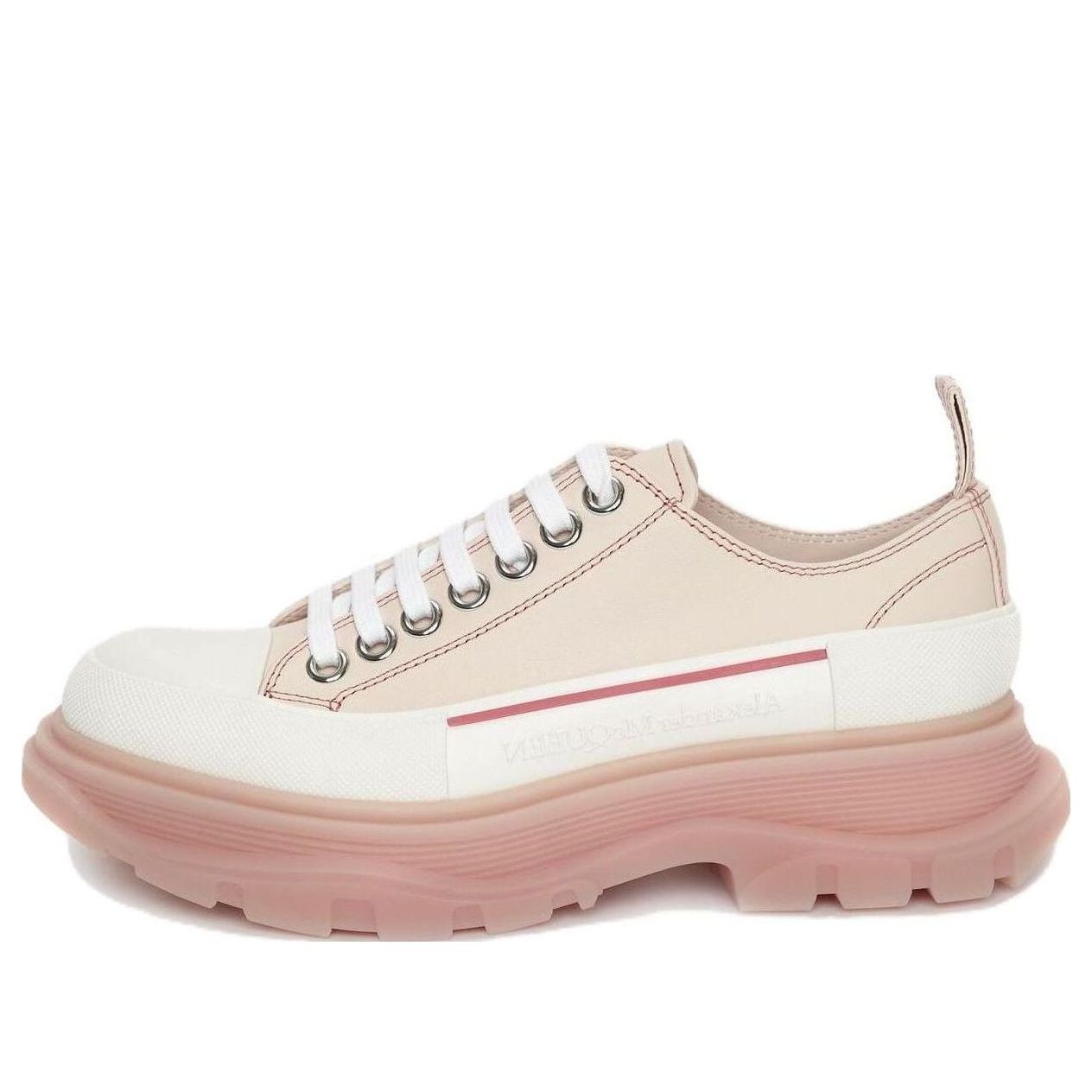 Alexander McQueen Tread Slick Low Lace Up Tea Rose White (Women's)
