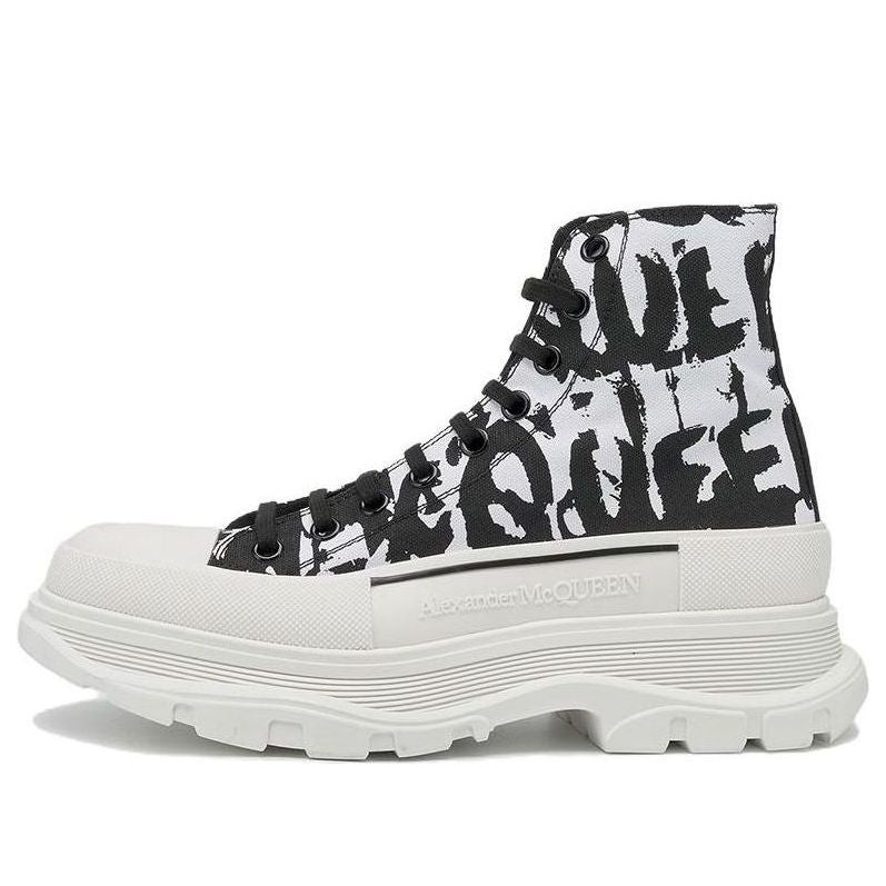 Alexander Mcqueen Graffiti Tread Slick Boot White Black