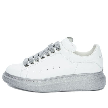 Alexander McQueen Oversized White Silver Glitter Sole (Women's)