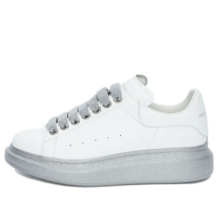 Alexander McQueen Oversized White Silver Glitter Sole (Women's)