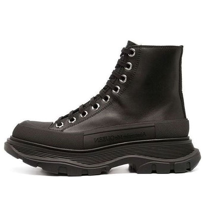 Alexander McQueen Tread Slick Boot Leather Black Black (Women's)
