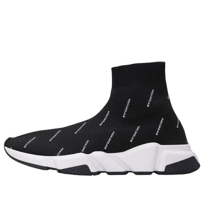 Balenciaga Speed Trainer Logo Print Black White