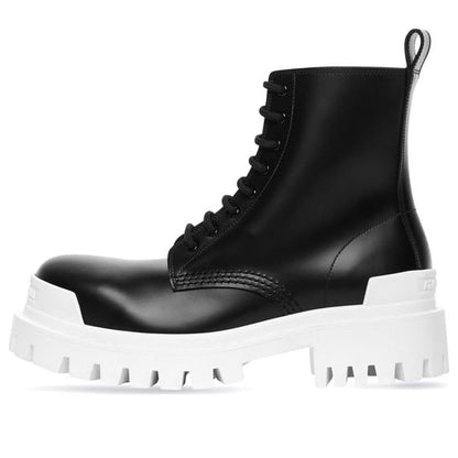 Balenciaga Strike Lace-Up Boot Black White