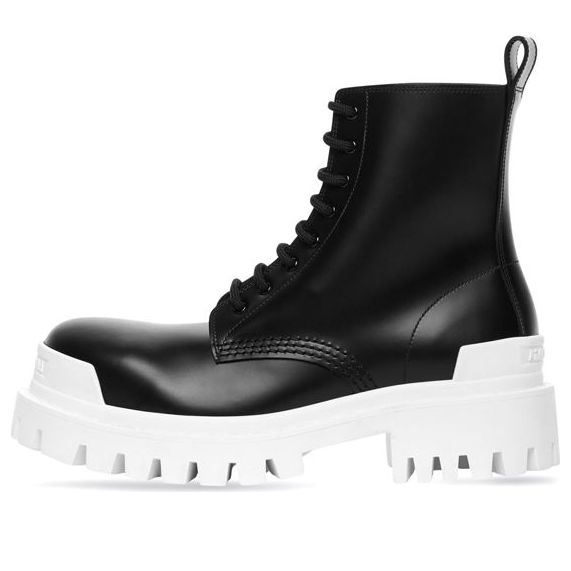 Balenciaga Strike Lace-Up Boot Black White