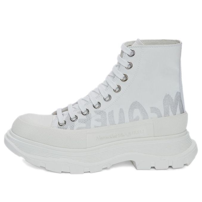 Alexander McQueen Tread Slick Boot Graffiti White Silver (Women's)