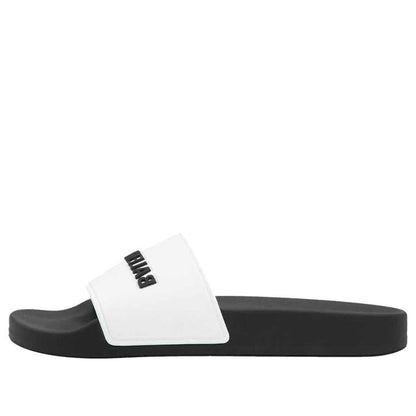 Balenciaga Pool Slides Logo White Black (Women's)