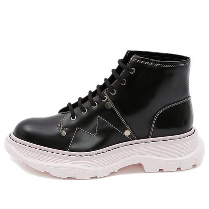 Alexander McQueen Tread Lace-Up Boot Black Pink (Women's)