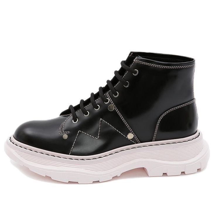 Alexander McQueen Tread Lace-Up Boot Black Pink (Women's)
