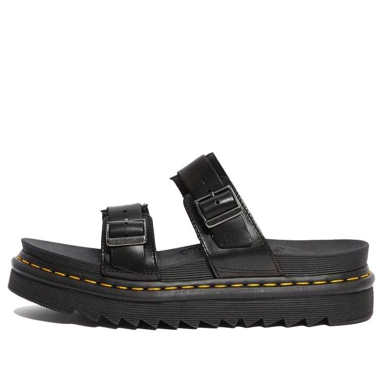 Dr. Martens Myles Brando Leather Buckle Slide Sandal Black