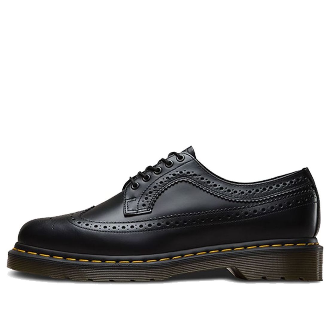 Dr. Martens 3989 Yellow Stitch Smooth Leather Brogue Black