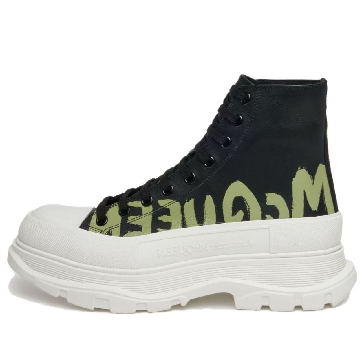 Alexander McQueen Tread Slick Boot Graffiti Black Khaki