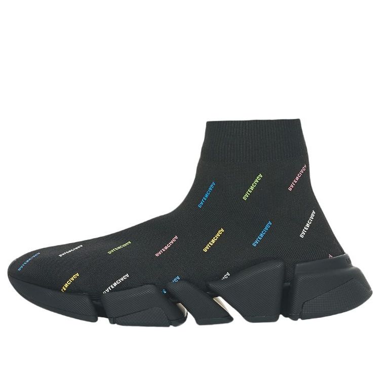 Balenciaga Speed 2.0 AllOver Logo Recycled Knit Black Multicolor (Women's)