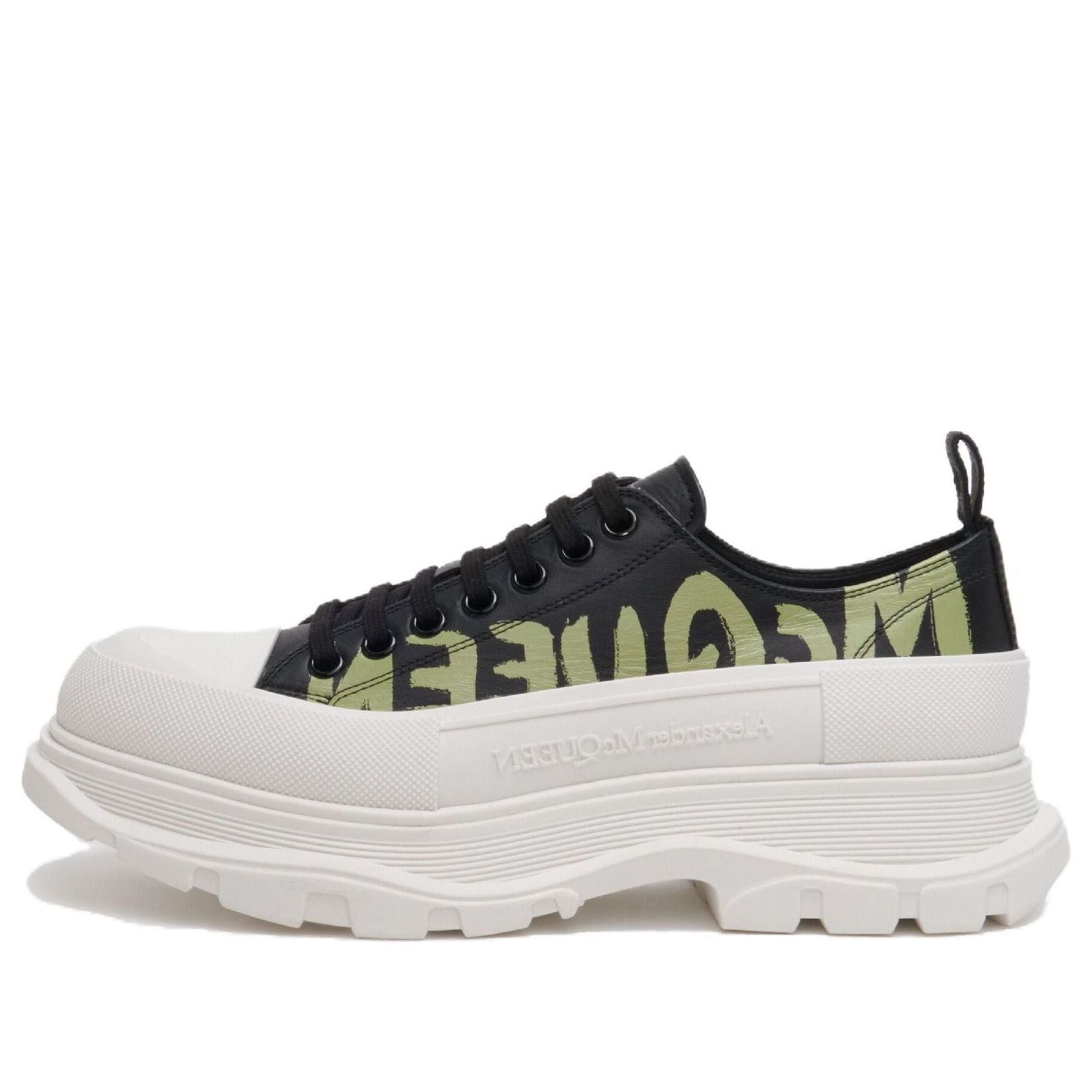Alexander McQueen Tread Slick Low Lace Up Graffiti Black Khaki
