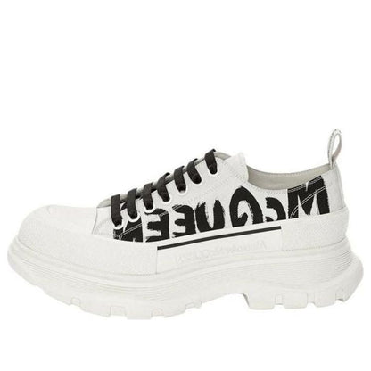 Alexander McQueen Tread Slick Low Lace Up Leather Graffiti White Black White