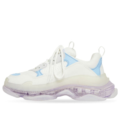 Balenciaga Triple S Clear Sole Leather Free Light Blue Grey Light Purple White (Women's)