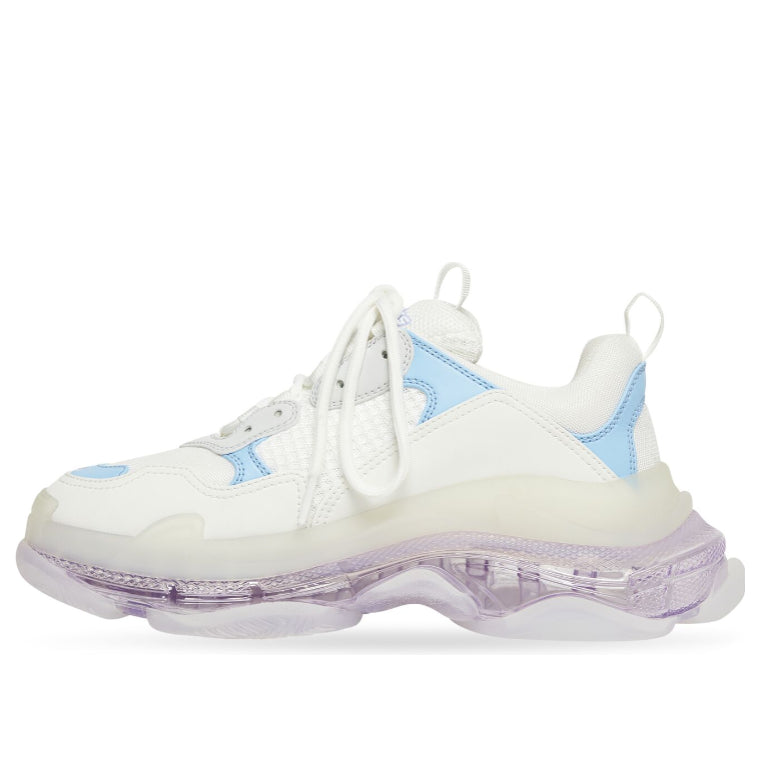 Balenciaga Triple S Clear Sole Leather Free Light Blue Grey Light Purple White (Women's)