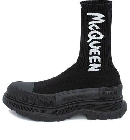 Alexander McQueen Graffiti Knit Tread Slick Boot Black