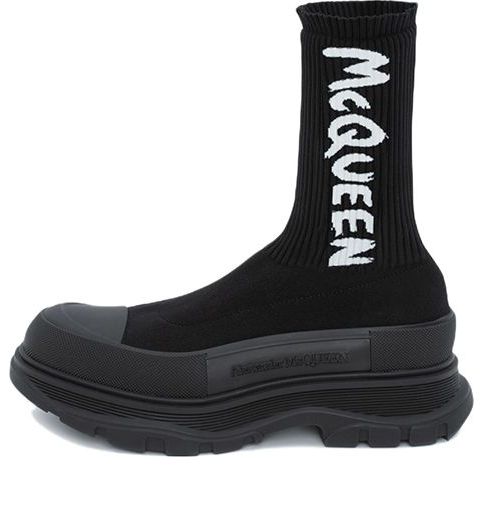 Alexander McQueen Graffiti Knit Tread Slick Boot Black