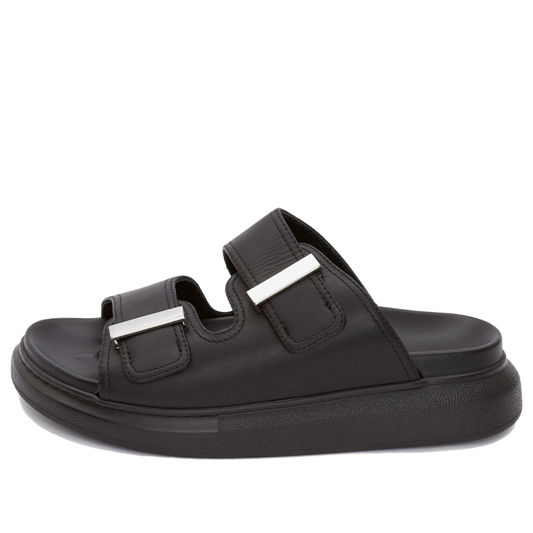 Alexander McQueen Hybrid Buckled Rubber Sandals Black Silver (Women's)